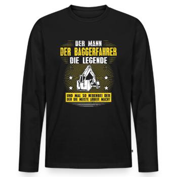 Baggerfahrer Legende Bagger Fahren Baustellen - Männer Premium Bio Langarmshirt - Schwarz - Vorne - Nico (187cm)