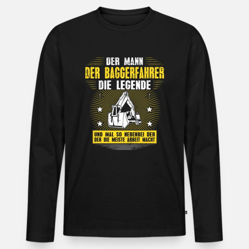 Baggerfahrer Legende Bagger Fahren Baustellen - Männer Premium Bio Langarmshirt - Schwarz