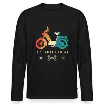 2 stroke engine 2 barmer moped retro gift - Men's Premium Organic Long Sleeve Shirt - black - Front - Nico (187cm)