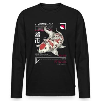 Japanese Art Style Koi Fish - Men's Premium Organic Long Sleeve Shirt - black - Front - Nico (187cm)