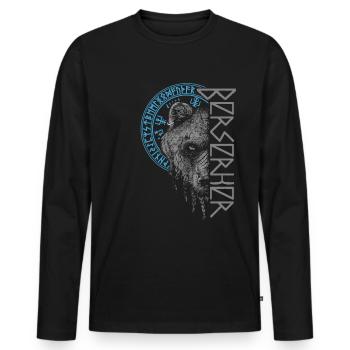 Berserker Bär Krieger Odin Nordische Runen Symbole - Männer Premium Bio Langarmshirt - Schwarz - Vorne - Nico (187cm)