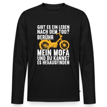 Mofa Mofas Moped Zweirad Mofafahrer Rollerfahrer - Männer Premium Bio Langarmshirt - Schwarz - Vorne - Nico (187cm)