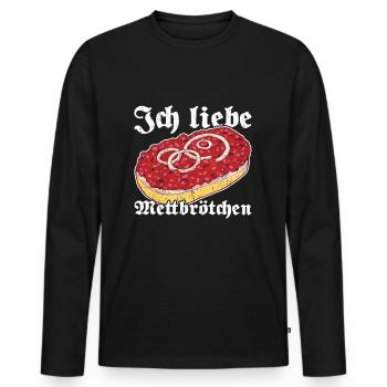 Mettbrötchen Mett Mettigel - Männer Premium Bio Langarmshirt - Schwarz - Vorne - Nico (187cm)