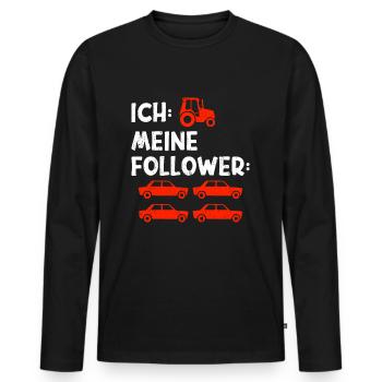 Traktor Trekker Bauer Landwirtschaft - Männer Premium Bio Langarmshirt - Schwarz - Vorne - Nico (187cm)