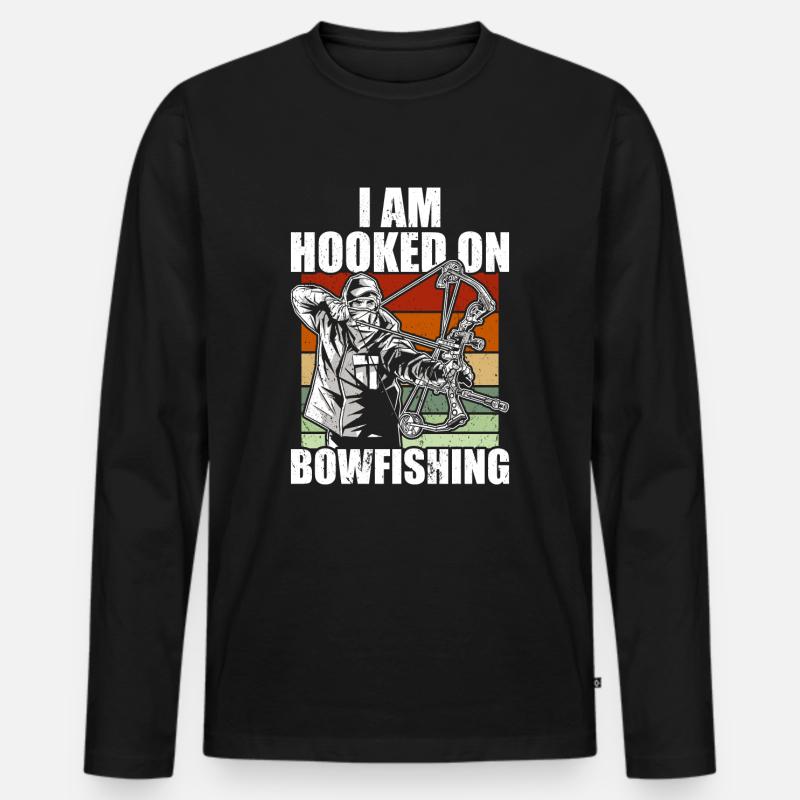Bogenfischen - Männer Premium Bio Langarmshirt - Schwarz