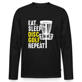 DIsc Golf Disc Golfing - Men's Premium Organic Long Sleeve Shirt - black - Front - Nico (187cm)