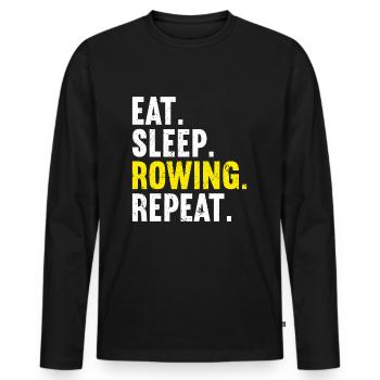 Aviron Bateau à rames Rameur - T-shirt manches longues Premium bio Homme - noir - Devant - Nico (187cm)