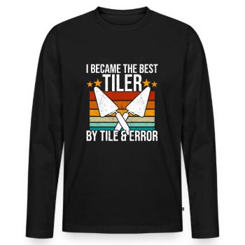 Fliesenleger Fliesenleger Fliesen - Männer Premium Bio Langarmshirt - Schwarz - Vorne - Nico (187cm)