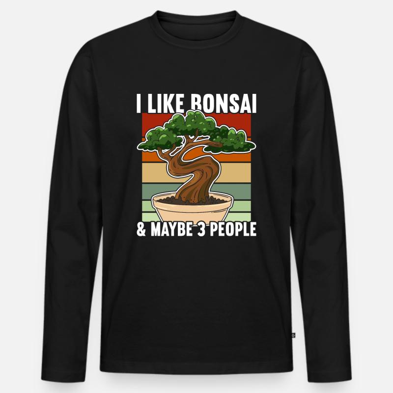 Bonsai-Baum - Männer Premium Bio Langarmshirt - Schwarz