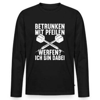 Dart Dartpfeil Dartscheibe - Männer Premium Bio Langarmshirt - Schwarz - Vorne - Nico (187cm)