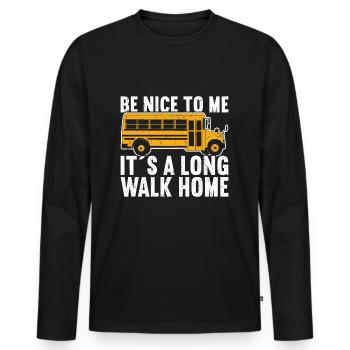 Schulbusfahrer - Männer Premium Bio Langarmshirt - Schwarz - Vorne - Nico (187cm)