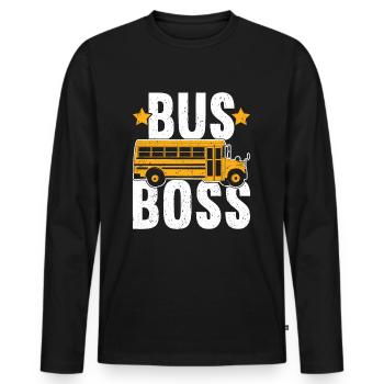 Schulbusfahrer - Männer Premium Bio Langarmshirt - Schwarz - Vorne - Nico (187cm)