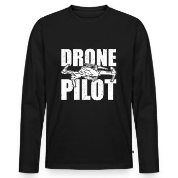 Drohnen-Drohnen - Männer Premium Bio Langarmshirt - Schwarz - Vorne - Nico (187cm)