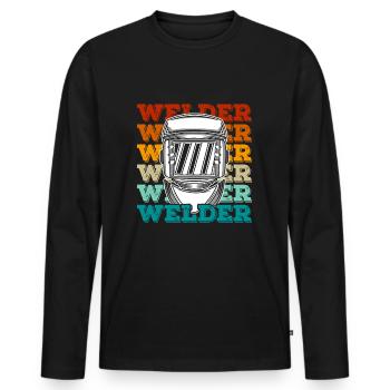 Welder Welding Welders - Men's Premium Organic Long Sleeve Shirt - black - Front - Nico (187cm)