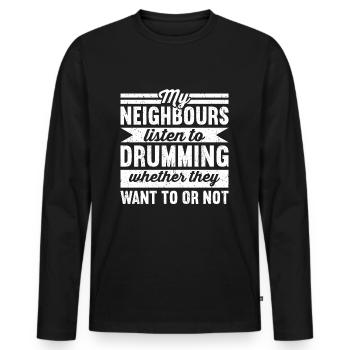Schlagzeuger Schlagzeuger Schlagzeuger Trommler - Männer Premium Bio Langarmshirt - Schwarz - Vorne - Nico (187cm)
