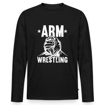 Arm Wrestling Armwrestling - Men's Premium Organic Long Sleeve Shirt - black - Front - Nico (187cm)