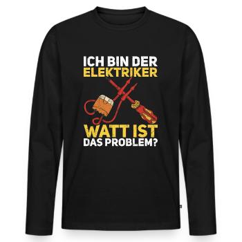 Elektriker - Männer Premium Bio Langarmshirt - Schwarz - Vorne - Nico (187cm)