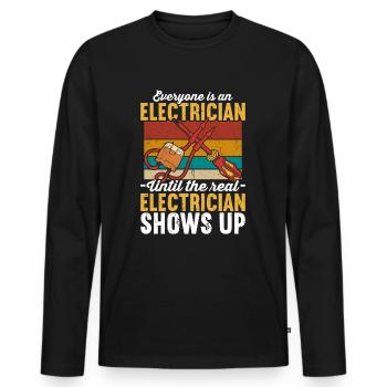 Elektriker Elektriker - Männer Premium Bio Langarmshirt - Schwarz - Vorne - Nico (187cm)