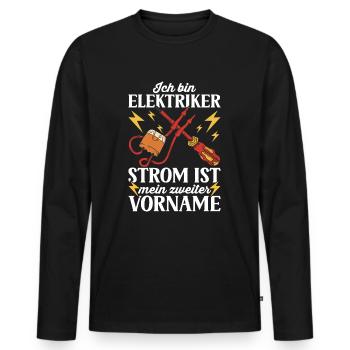 Elektriker Elektroinstallateur Elektroniker - Männer Premium Bio Langarmshirt - Schwarz - Vorne - Nico (187cm)