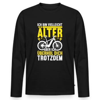 E Bike E-Bike Elektrofahrrad Elektrorad - Männer Premium Bio Langarmshirt - Schwarz - Vorne - Nico (187cm)