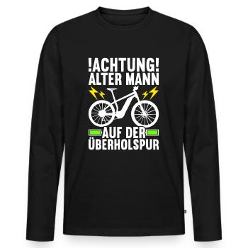 E-Bike E Bike Elektrofahrrad Elektrorad - Männer Premium Bio Langarmshirt - Schwarz - Vorne - Nico (187cm)