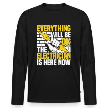 Elektriker Elektriker - Männer Premium Bio Langarmshirt - Schwarz - Vorne - Nico (187cm)