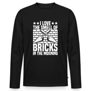 Briqueteur Maçon - T-shirt manches longues Premium bio Homme - noir - Devant - Nico (187cm)
