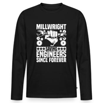 Mécanicien de chantier Mécaniciens de chantier - T-shirt manches longues Premium bio Homme - noir - Devant - Nico (187cm)