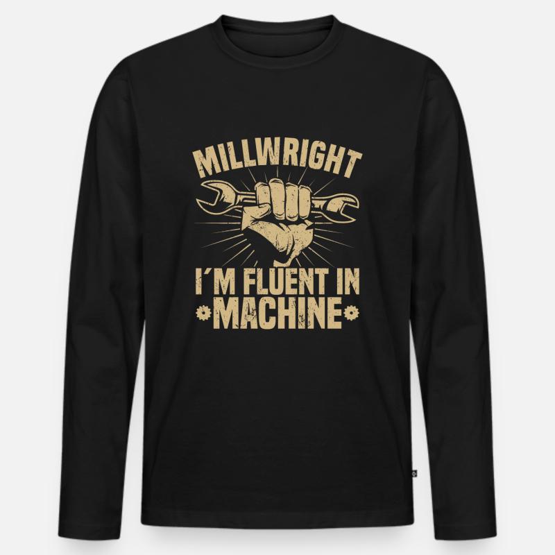 Mühlenbauer Mühlenbauer - Männer Premium Bio Langarmshirt - Schwarz