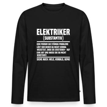 Elektriker Elektroinstallateur Elektroniker - Männer Premium Bio Langarmshirt - Schwarz - Vorne - Nico (187cm)