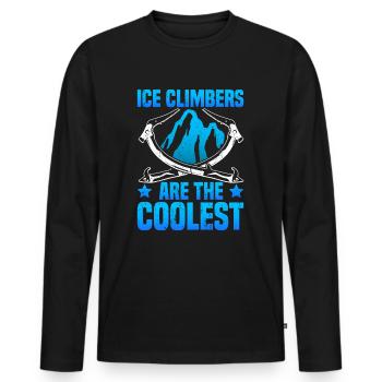 Escalade sur glace Ice Climber - T-shirt manches longues Premium bio Homme - noir - Devant - Nico (187cm)