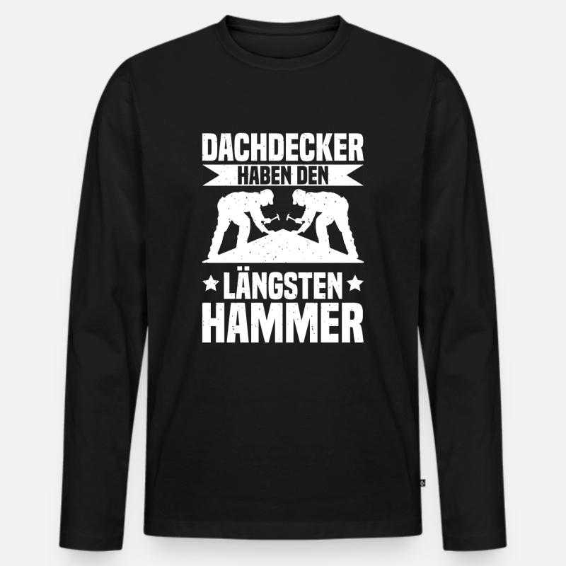 Dachdecker Hammer Dachdeckermeister - Männer Premium Bio Langarmshirt - Schwarz