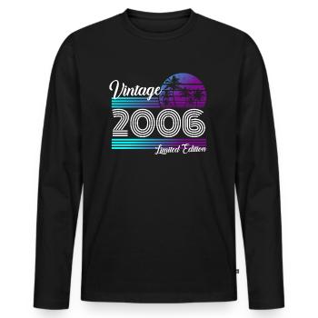 Vintage 2006 Retro Vintage 2006 Birthday - Men's Premium Organic Long Sleeve Shirt - black - Front - Nico (187cm)