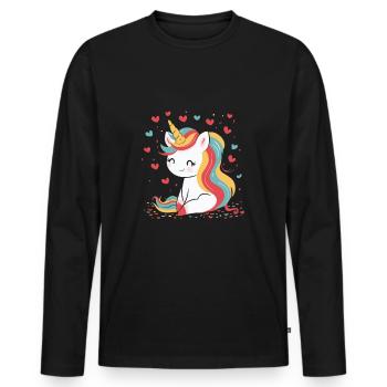 Good Feeling Unicorn - Männer Premium Bio Langarmshirt - Schwarz - Vorne - Nico (187cm)