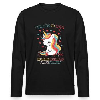 Falling in Love - Where Hearts take Flight - - Männer Premium Bio Langarmshirt - Schwarz - Vorne - Nico (187cm)