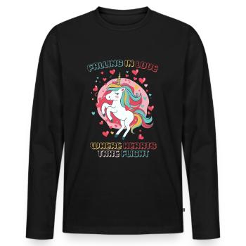 Falling in Love - Where Hearts take Flight - - Männer Premium Bio Langarmshirt - Schwarz - Vorne - Nico (187cm)
