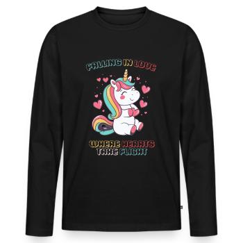 Falling in Love - Where Hearts take Flight - - Männer Premium Bio Langarmshirt - Schwarz - Vorne - Nico (187cm)