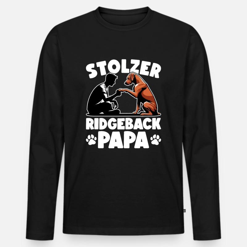 Rhodesian Ridgeback Papa Rhodesian Ridgebacks - Männer Premium Bio Langarmshirt - Schwarz