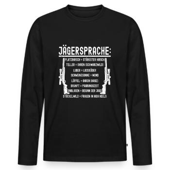 Jäger Jagd Jagdschein Jägerin Jagdbekleidung - Männer Premium Bio Langarmshirt - Schwarz - Vorne - Nico (187cm)
