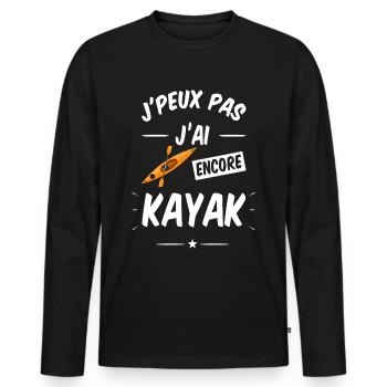 j'peux pas j'ai encore kayak - T-shirt manches longues Premium bio Homme - noir - Devant - Nico (187cm)