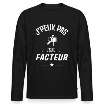J'peux pas j'suis facteur cadeau drôle facteur - T-shirt manches longues Premium bio Homme - noir - Devant - Nico (187cm)