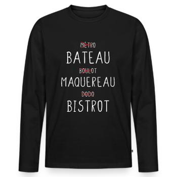 Pêche maquereau pêcheur cadeau drôle - T-shirt manches longues Premium bio Homme - noir - Devant - Nico (187cm)