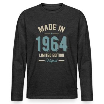 made in 1964 anniversary 58 years gift humor - Men's Premium Organic Long Sleeve Shirt - heather anthracite - Front - Nico (187cm)