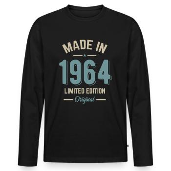 made in 1964 anniversaire 58 ans cadeau humour - T-shirt manches longues Premium bio Homme - noir - Devant - Nico (187cm)