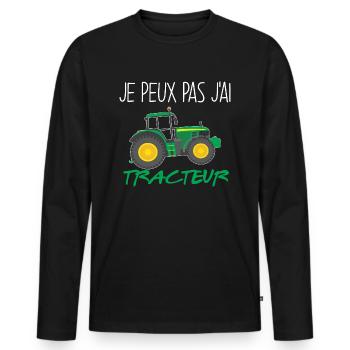 Tracteur Passion Cadeau Garçon ou Fille - T-shirt manches longues Premium bio Homme - noir - Devant - Nico (187cm)