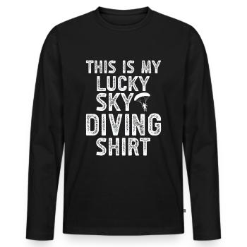 Fallschirmspringer - Männer Premium Bio Langarmshirt - Schwarz - Vorne - Nico (187cm)