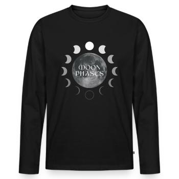 Moon Grafik T-Shirt - Männer Premium Bio Langarmshirt - Schwarz - Vorne - Nico (187cm)