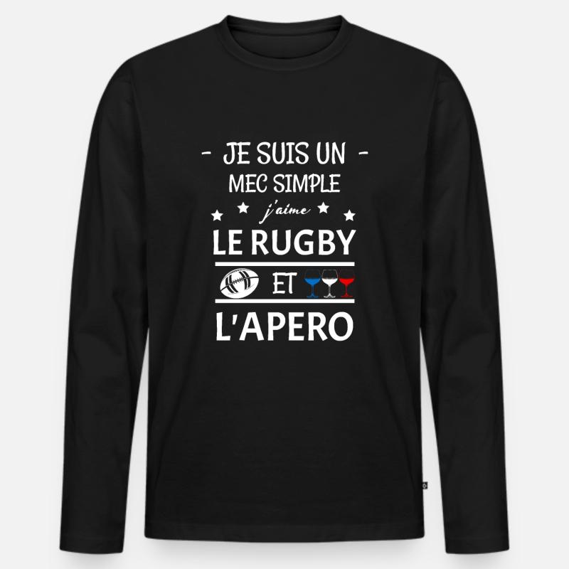 Rugby-Aperitif - Männer Premium Bio Langarmshirt - Schwarz