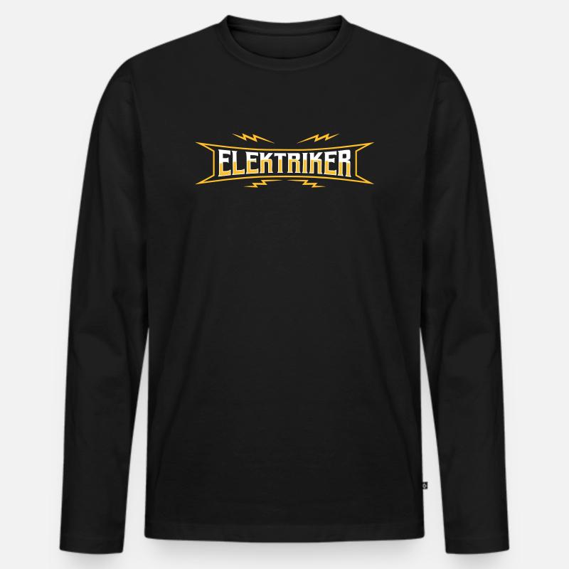 Elektriker Elektrotechniker Strippenzieher Blitz - Männer Premium Bio Langarmshirt - Schwarz