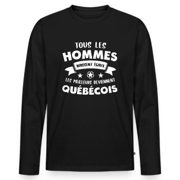 Québécois cadeau drôle Québec - T-shirt manches longues Premium bio Homme - noir - Devant - Nico (187cm)